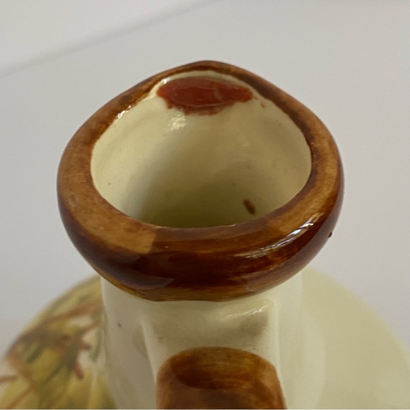 Vintage Vermont Maple Syrup Jug Hand Painted Pottery Pitcher VT 5” Brown beige - Picture 7 of 15